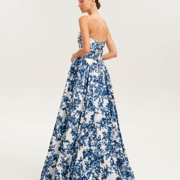 Milla Ravishing blue hydrangea corset maxi dress, Garden of Eden - Picture 3 of 8